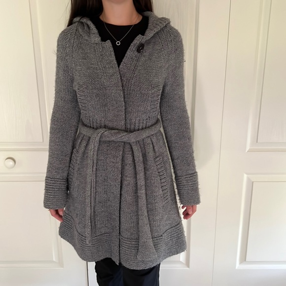 Free People wool blend sweater coat with hood - Picture 2 of 11